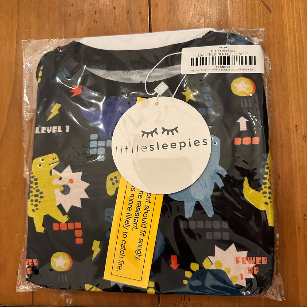 🦖🎮NIB Little Sleepies Next-level Dinos 2 piece long sleeve bamboo pj set